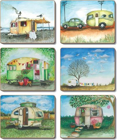 Coasters Vintage Caravan 12x10 cm