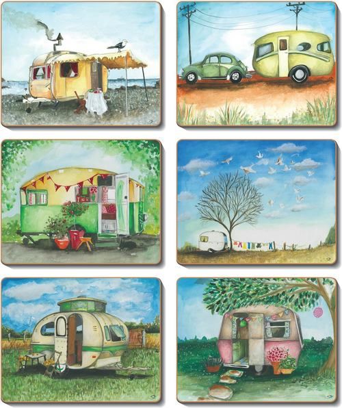 Coasters Vintage Caravan 12x10 cm