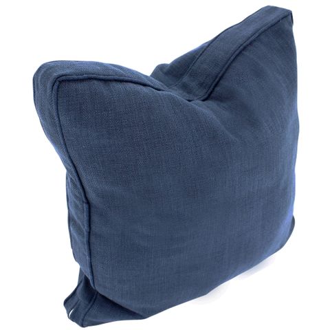 Linen Solid Walled Cushion Navy 50x50cm