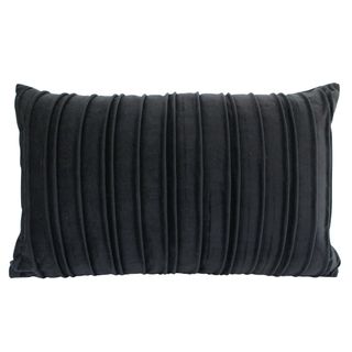 Pleated Velvet Cushion Black 30x50cm