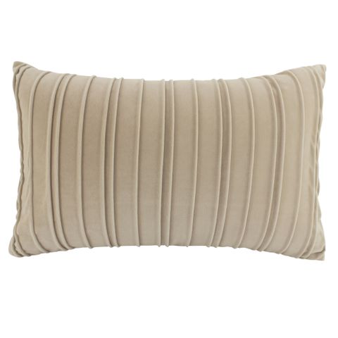 Pleated Velvet Cushion Fawn 30x50cm