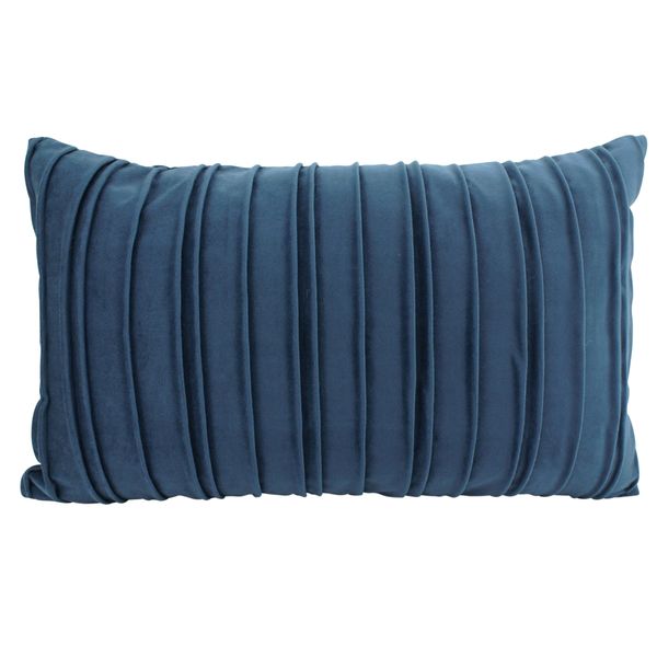 Pleated Velvet Cushion Ocean 30x50cm