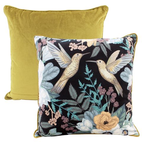 Hummingbird Garden Velvet Cushion 50x50cm