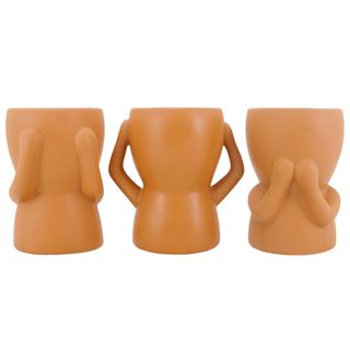 Hear/See/Speak Pothead Set of 3 Caramel