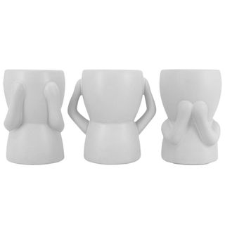 Hear/See/Speak Pothead Set of 3 White