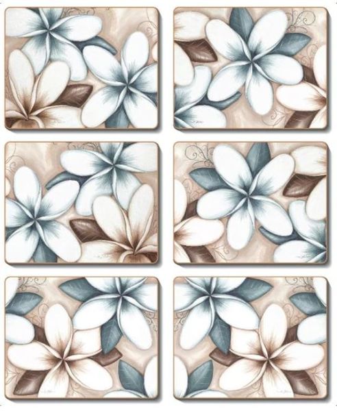 Coasters Ocean Frangipani 12x10 cm