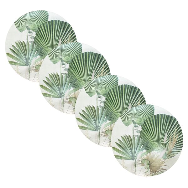 S/4 Round Palm Bouquet Coasters 10cm