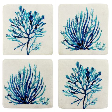 S/4 Sara Coral Resin Coasters 10x10cm