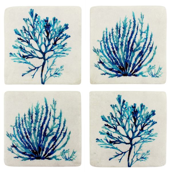 S/4 Sara Coral Resin Coasters 10x10cm