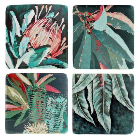 S/4 Aus Natives Resin Coasters 10x10cm