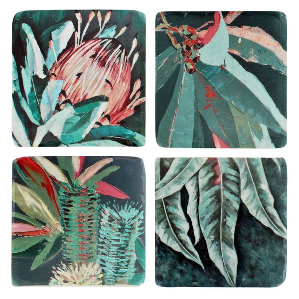 S/4 Aus Natives Resin Coasters 10x10cm