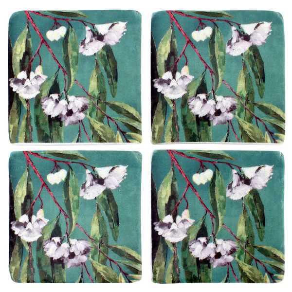 S/4 Gum Flower Resin Coasters 10x10cm
