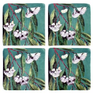 S/4 Gum Flower Resin Coasters 10x10cm