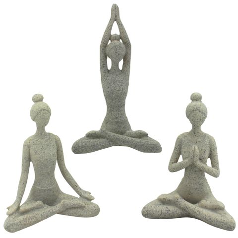 Yoga Ladies Set of 3 Cool Grey 13cm