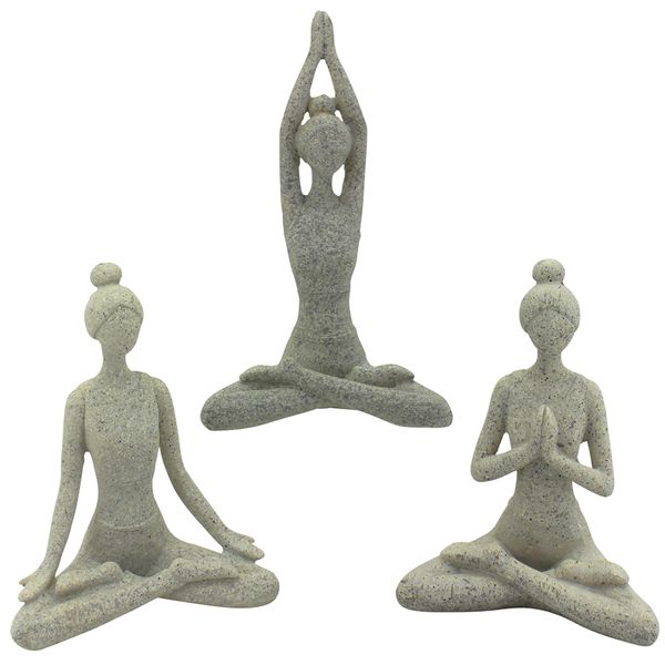 Yoga Ladies Set of 3 Cool Grey 13cm