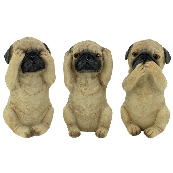 Hear/See/Speak Pug Set of 3 Real