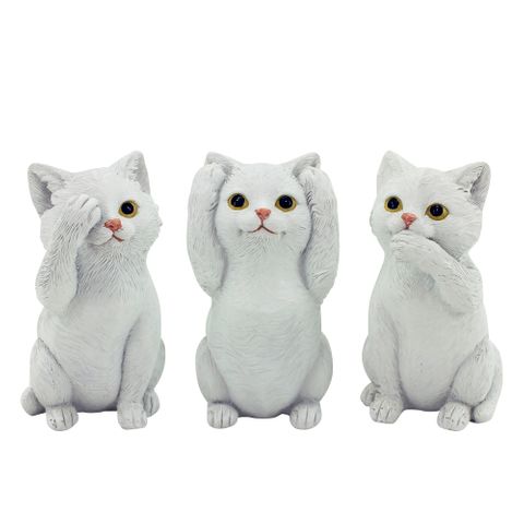 Hear/See/Speak Cat Set of 3 White