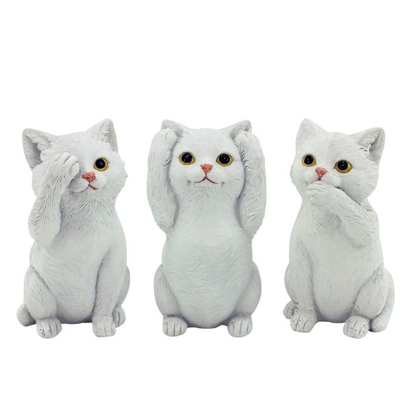 Hear/See/Speak Cat Set of 3 White