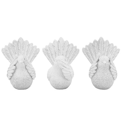 Hear/See/Speak Wagtail Set of 3 White