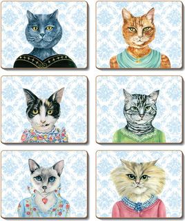 Coasters Lady Cat Luncheon 12x10 cm