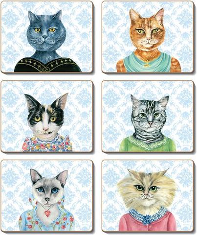 Coasters Lady Cat Luncheon 12x10 cm