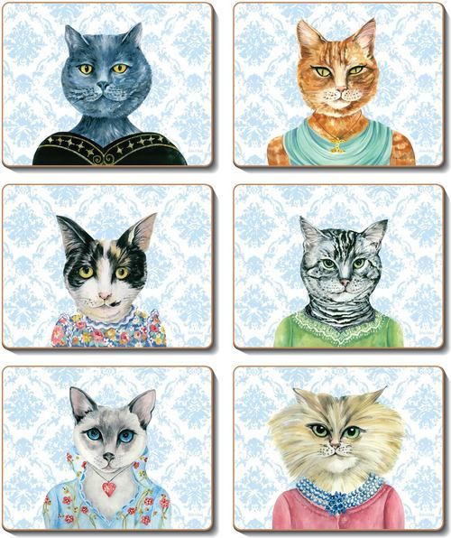 Coasters Lady Cat Luncheon 12x10 cm
