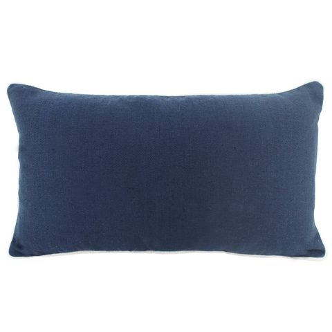 Piped Linen Cushion Navy 30x50cm