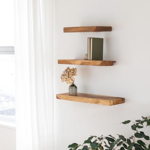 Rustico Reclaimed Teak Floating Shelf - Straight, Small 30cm