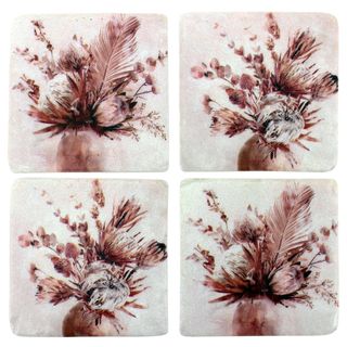 S/4 Dusty Bouquet Resin Coasters 10x10cm