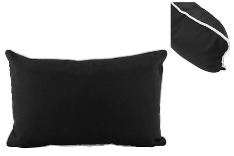 Outdoor Black Lumbar Cushion 30x50cm