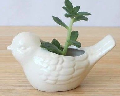 Ceramic Bird Novelty Planter White