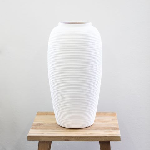 Adesso White Teracotta Floor Vase - Medium
