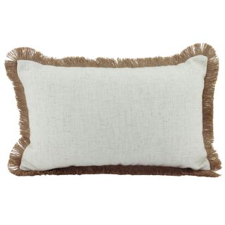 Linen Fringe Cushion Beige 30x50cm