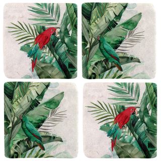 S/4 Jungle Parrot Resin Coasters 10x10cm