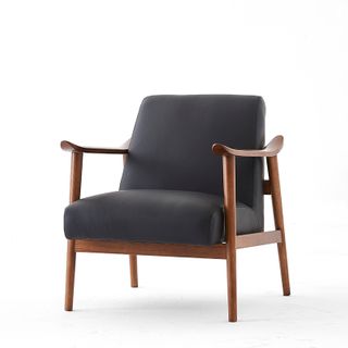 Spencer Mid-Century Leather Chair, Black