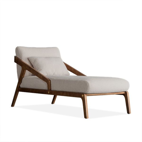 Boucle Upholstered Mid Century Chaise