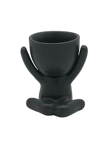 Joyful Ceramic Egghead Planter - Black