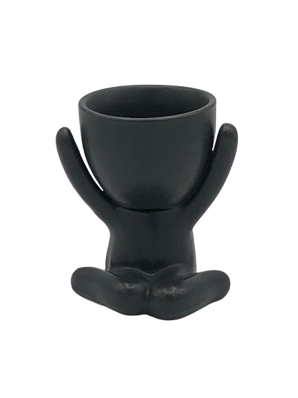 Joyful Ceramic Egghead Planter - Black