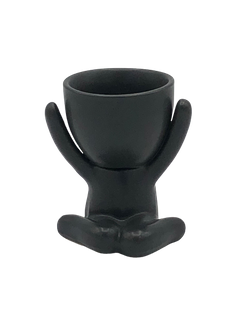 Joyful Ceramic Egghead Planter - Black