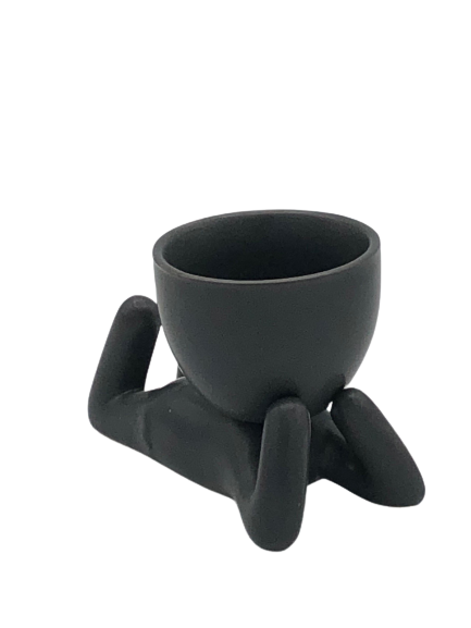 Restful Ceramic Egghead Planter - Black