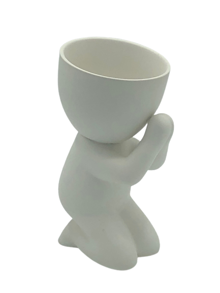 Faithful Ceramic Egghead Planter - White