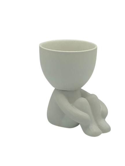 Quiet Ceramic Egghead Planter - White