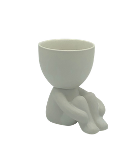 Quiet Ceramic Egghead Planter - White