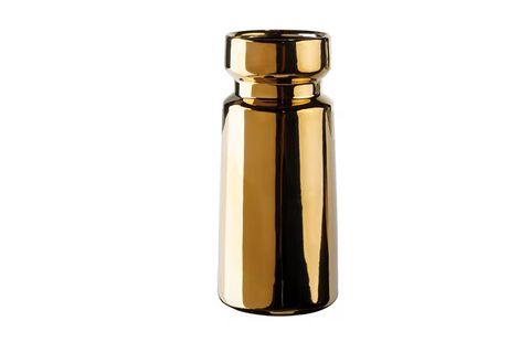 Cylinder Ceramic Vase - Gold Medium