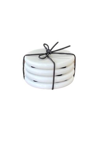 Round Marble Coasters set of 4 White