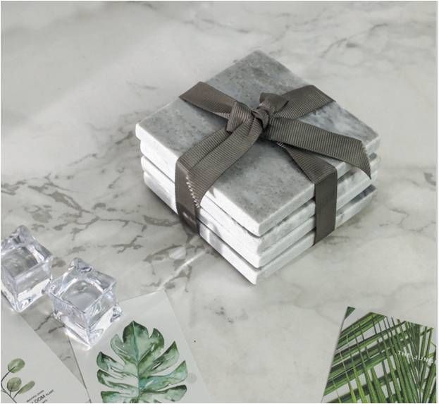 Square Marble Coasters set of 4 Grey
