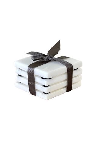 Square Marble Coasters set of 4 White