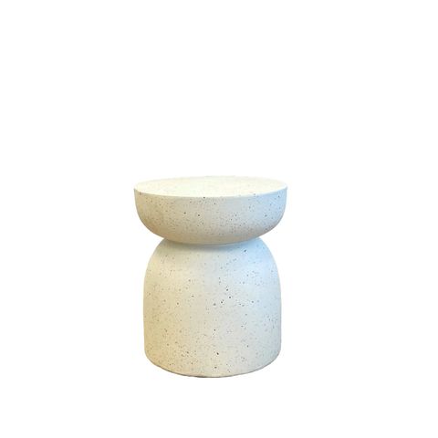 Pedestal Side Table - Fleck White