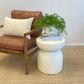 Pedestal Side Table - Fleck White