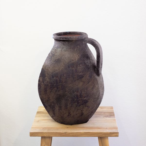 Terracotta Large Handled Jug - Antiqued Bronze